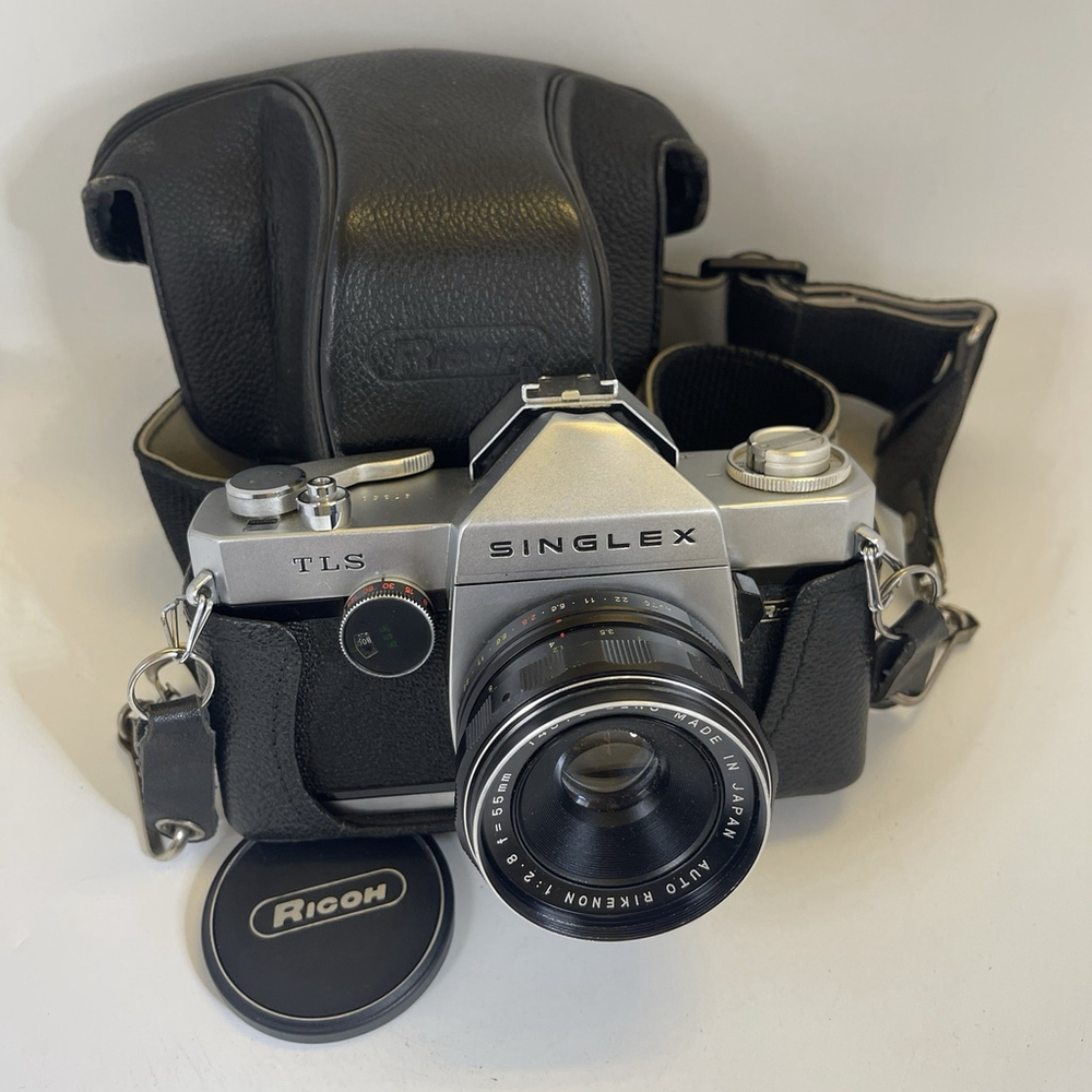 Ricoh Singlex TLS Vintage SLR Film Camera w/ 50mm 2.8 Auto Rikenon Lens Untested